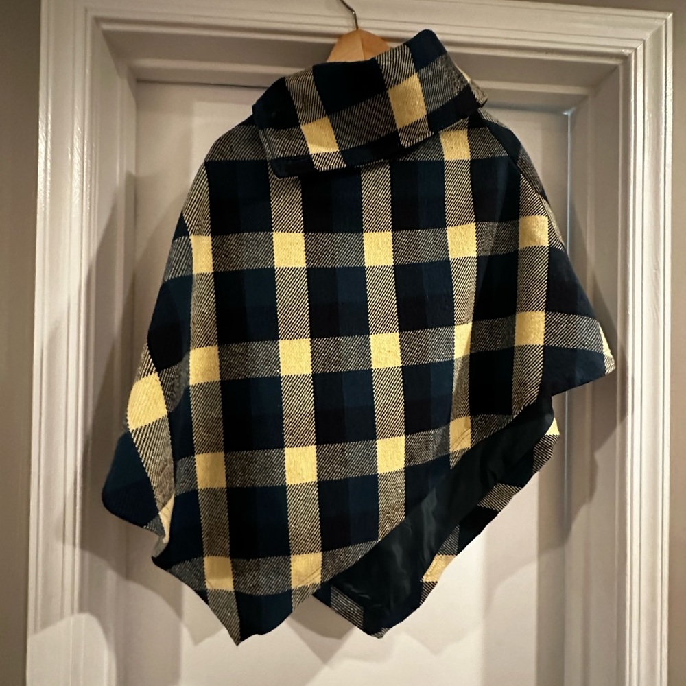 Last Kiss - Plaid Turtle Neck Poncho Sweater